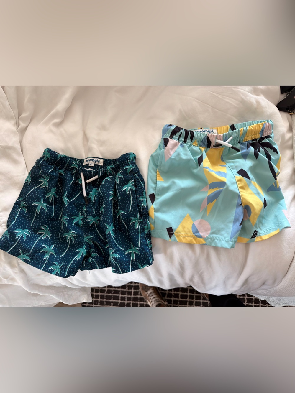 Maamgic Boys' Palm & Tropical Print Swim Trunks - Teal & Aqua